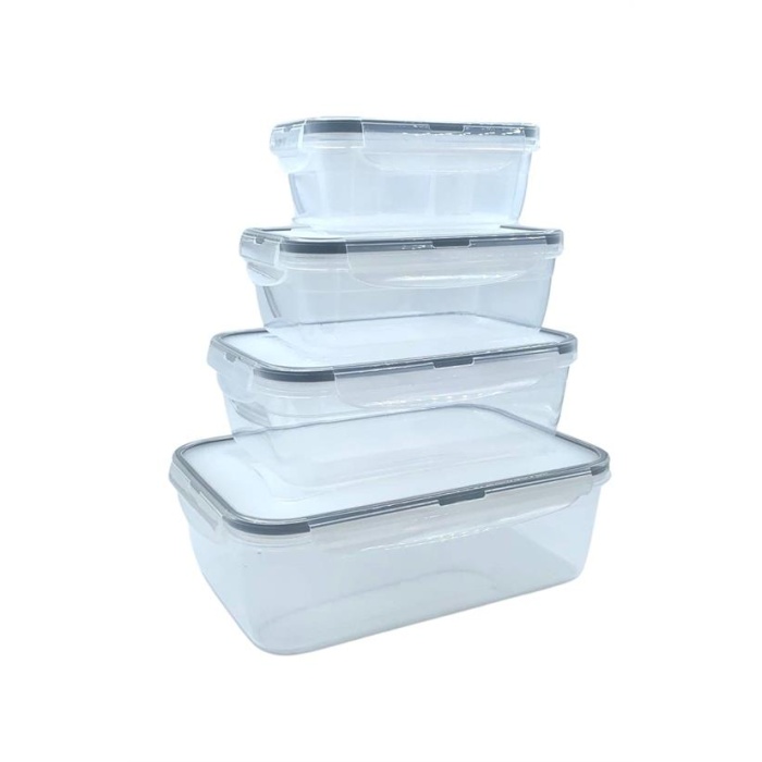 4'lü İç İçe Sızdırmaz Contalı Kilitli Kapaklı Plastik Erzak Saklama Kapları LC315 (5381)