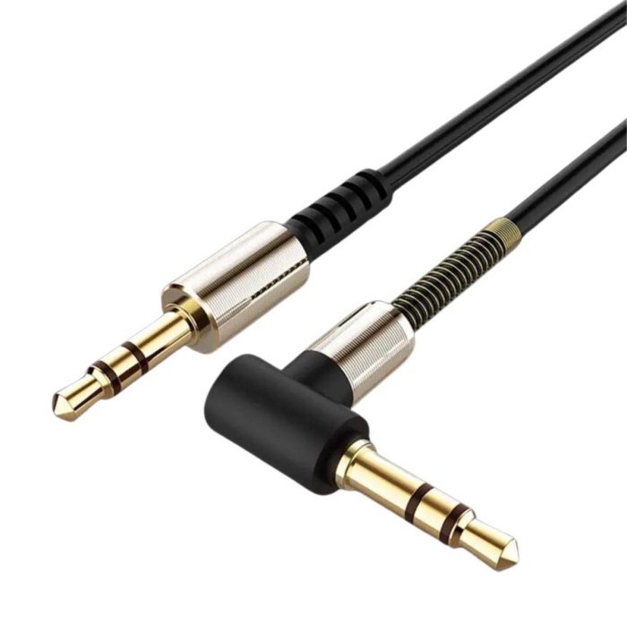 3.5mm AUX Kablosu Jak Erkek Erkek L Tipi 1 Metre Ses Aktarım Kablosu (5381)
