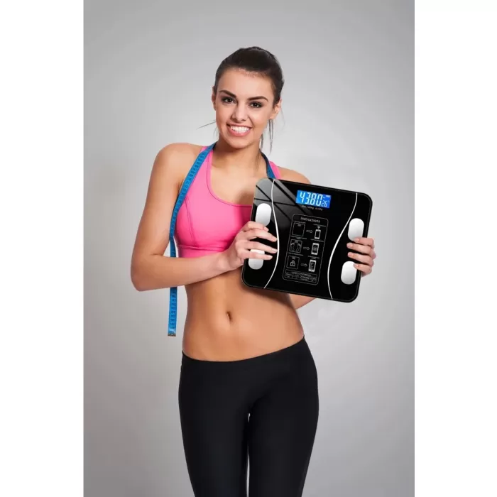 Yağ Ölçer Fonksiyonlu Dijital Baskül Elektronik Tartı Akıllı Bluetooth Lcd Dijital Ekran Ev Vücut (5381)