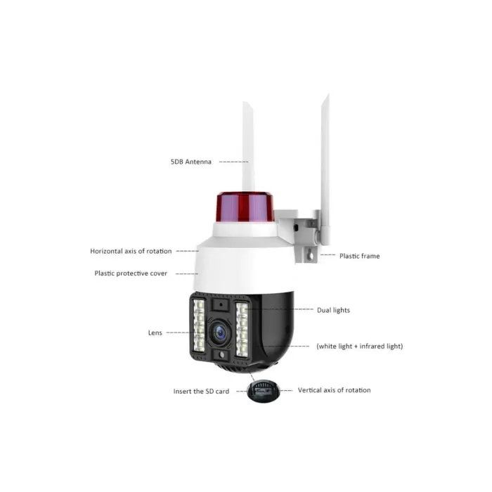 INT-CMR21 SD-kart destekli Hareketli Sesli Gece Renkli PTZ Akıllı Wifi Güvenlik Kamerası (5381)
