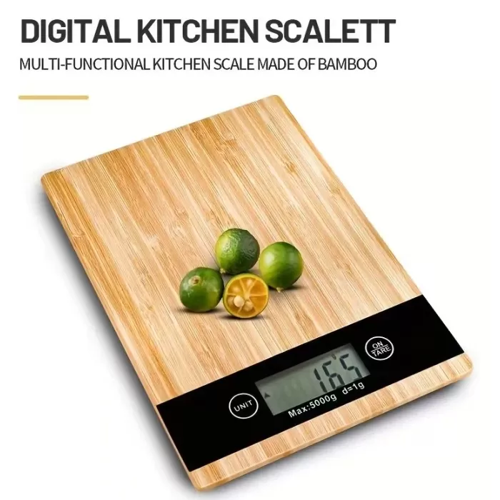 Crown Dijital Hassas Mutfak Tartısı - Terazisi-Hassas Ölçüm 5kg Bambu Görünümlü (5381)