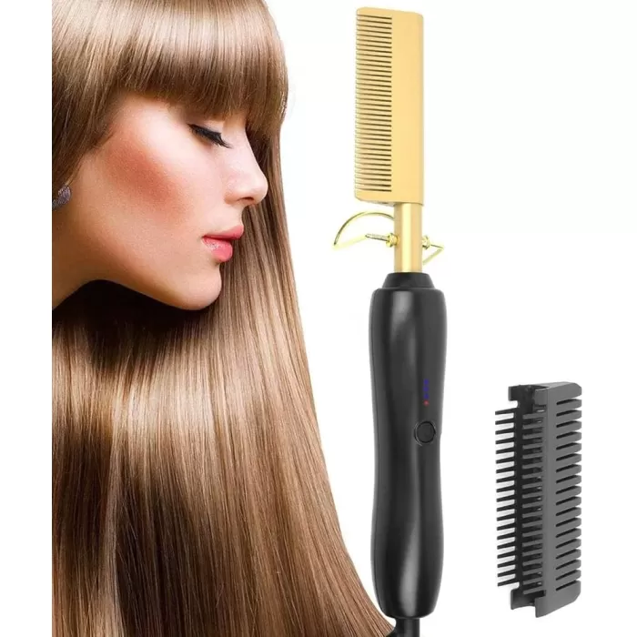 2 in 1 Elektrikli Isıtma Tarak Saç Düzleştirici Bigudi Islak Kuru Saç  Fırçası Saç Şekillendirici Egonex (5381)