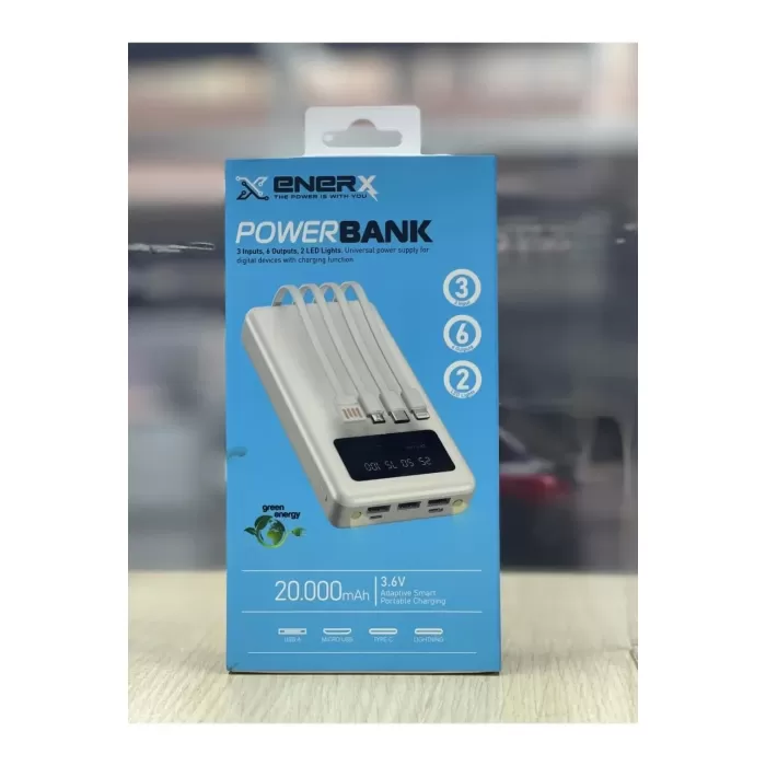 Enerx ENR-P20DC 20000 mAh 2.1 Amper Dahili Kablolu Powerbank Siyah (5381)