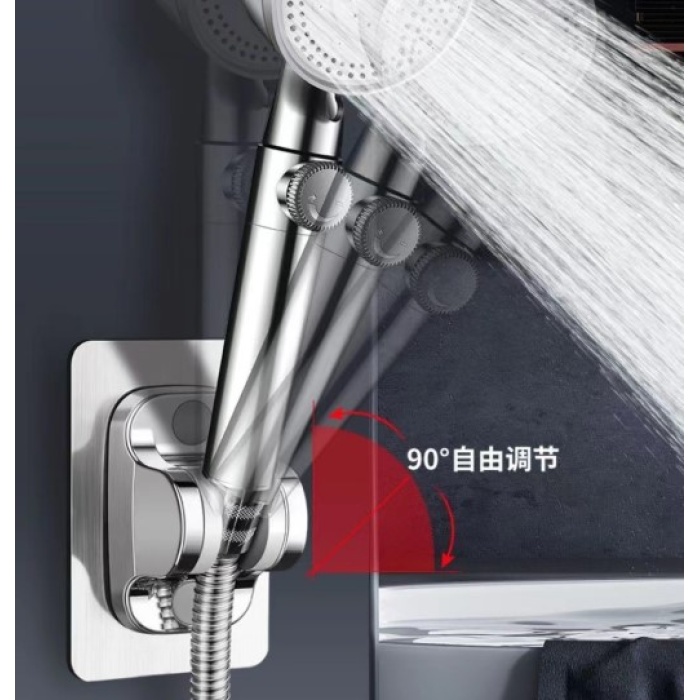 Yapışkanlı Duş Başlığı Tutucu Ayarlı Siyah (5381)