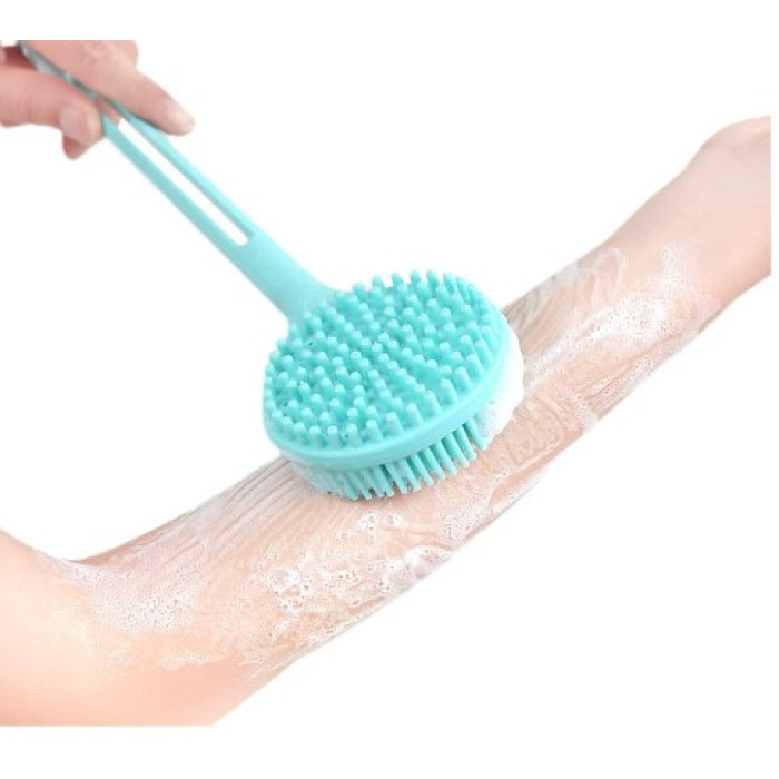Çift Taraflı Silikon Uzun Saplı  Banyo Fırçası CM-331 (5381)