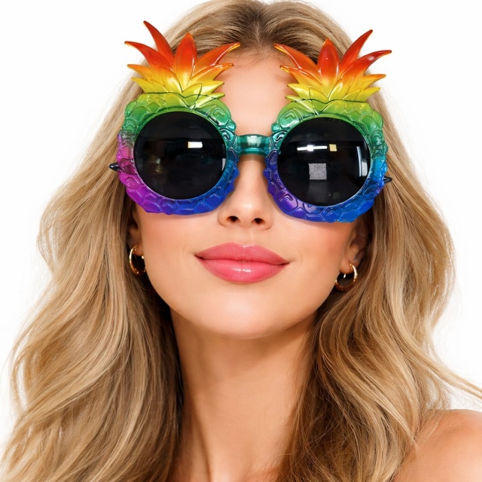 Tropikal Ananas Tasarımlı Renkli Hawaii Parti Gözlüğü (5381)