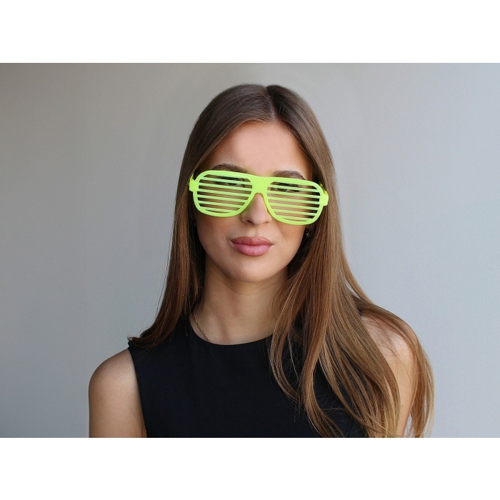 Retro Neon Fosforlu Panjur Gözlük 12 Adet – 80’ler 90’lar Parti Stili (5381)