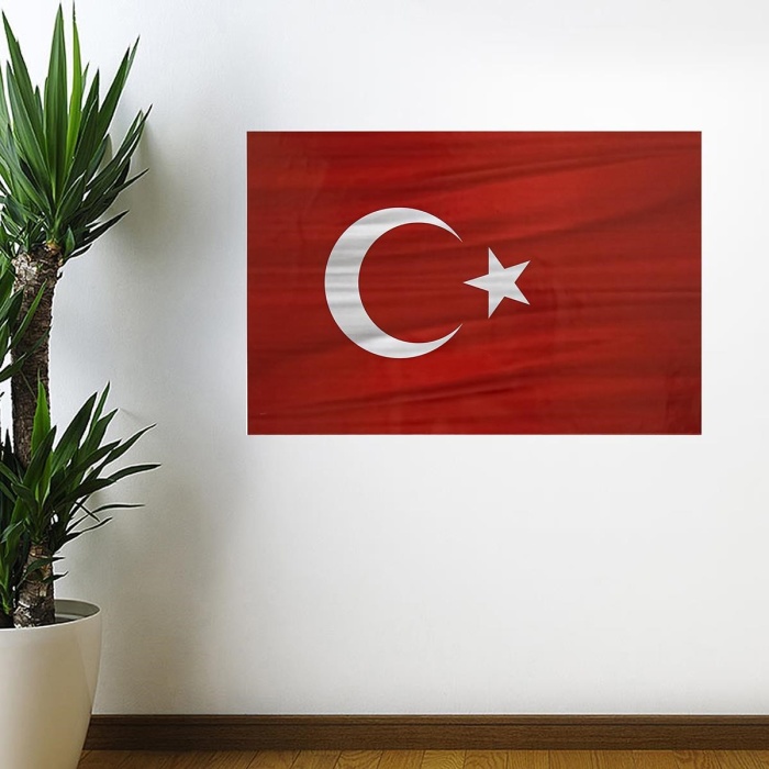 Dalgalanma Efektli Manyetik Duvar Stickerı Türk Bayrağı 71 x 47cm (5381)