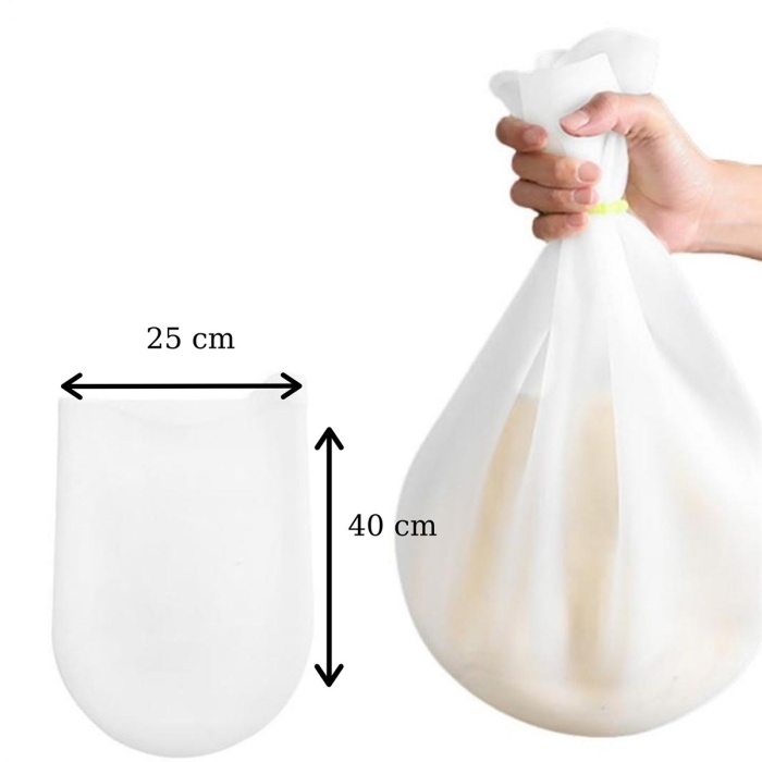 Büyük Hamur Torbası Silikon Şeffaf Hamur Yoğurma Torbası Ekmek Makarna Mantı Hamuru Kolay Yoğurma (5381)