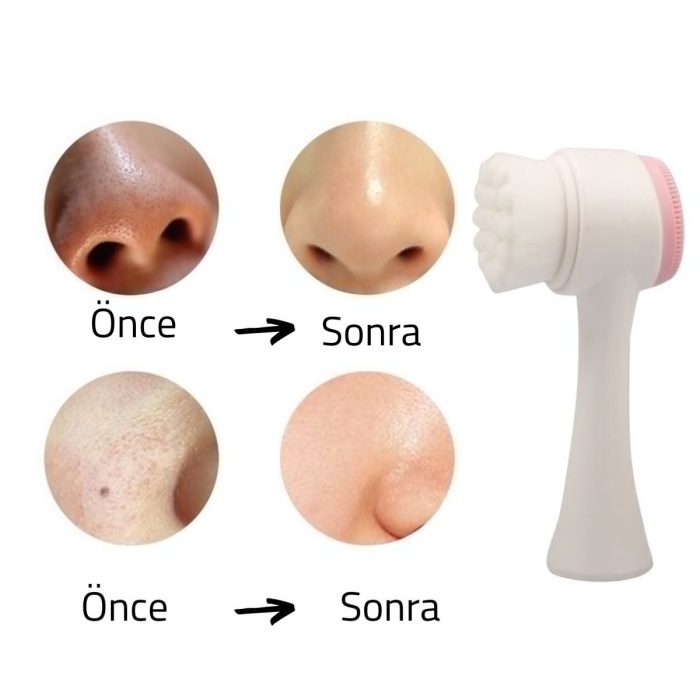 2'li Set Çift Taraflı Cilt Temizleme Fırçası ve Yeşim Taşı Çift Taraflı Cilt Masaj Aleti (5381)