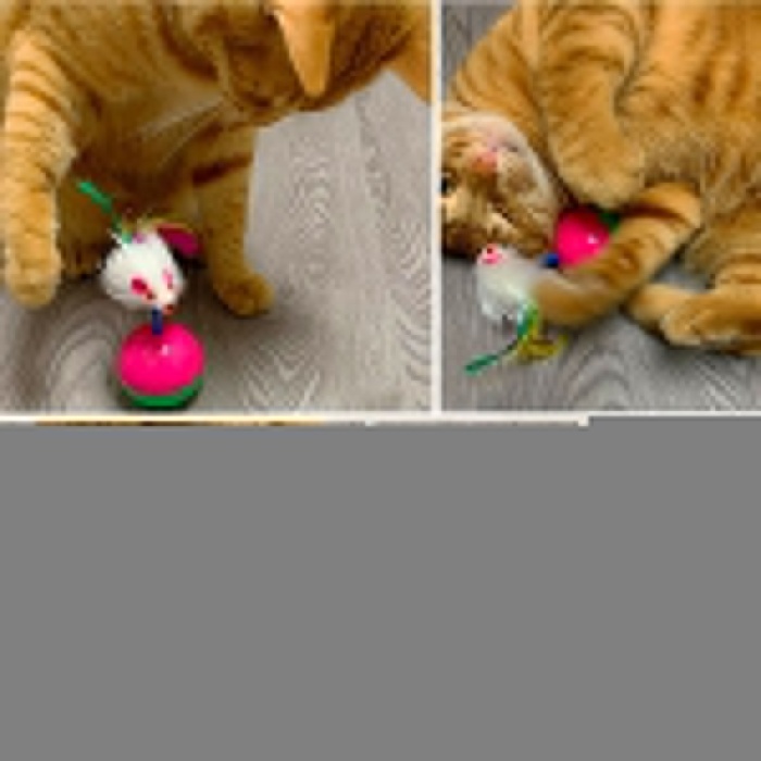 Kedi Oyun Topu Tüylü Fareli Hacı Yatmaz Eğitici Yavru Kedi Fare Kovalama Oyuncağı (5381)