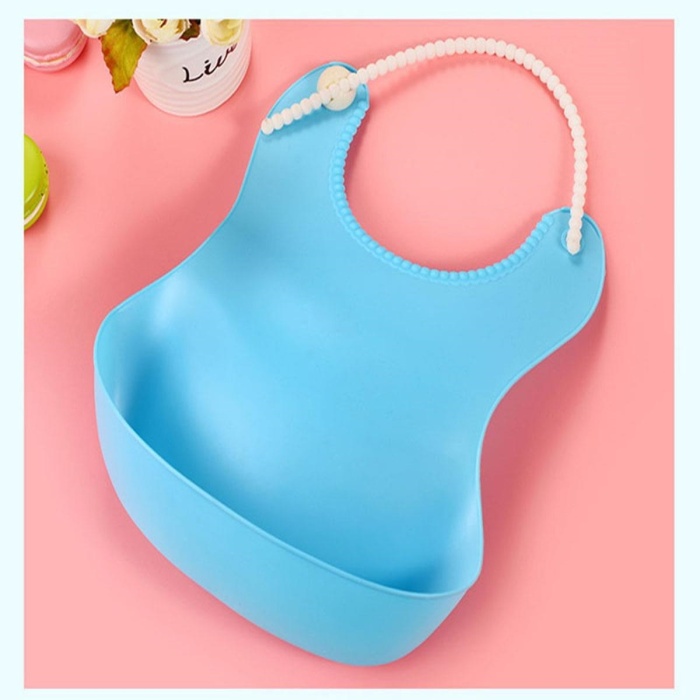 Çocuk Bebek Mama Önlüğü Dökülme Engelleyici Bükülebilir Mavi (5381)