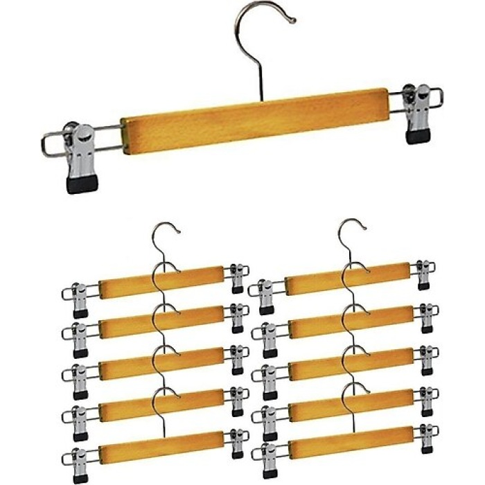 10 ADET AHŞAP METAL UÇLU PANTOLON VE ETEK ASKISI (5381)