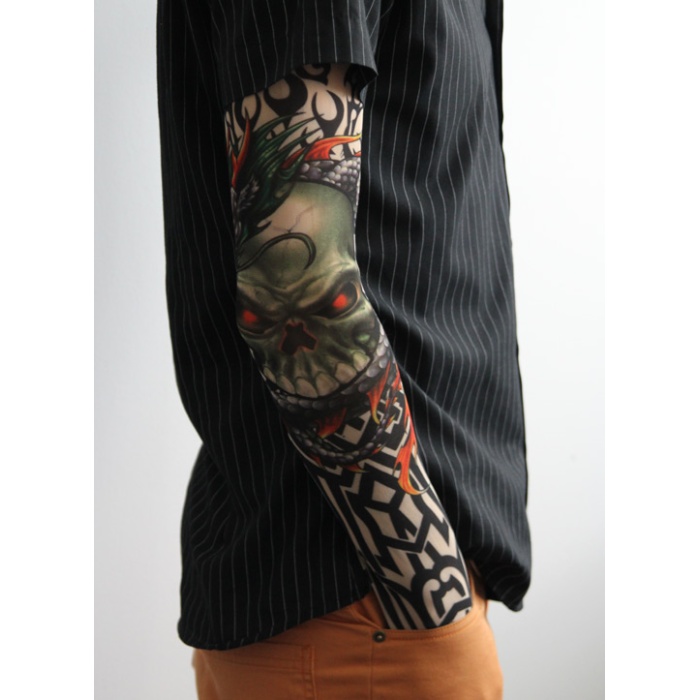 Giyilebilir Kol Dövmesi Çorap Dövme 3D Baskılı Kol Bacak Dövme 2 Adet Model 14 (5381)