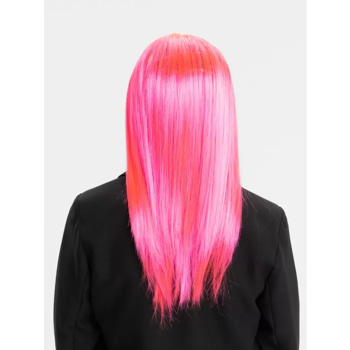 Şeker Pembesi Koyu Pembe Renk Uzun Düz Parti Peruğu (5381)