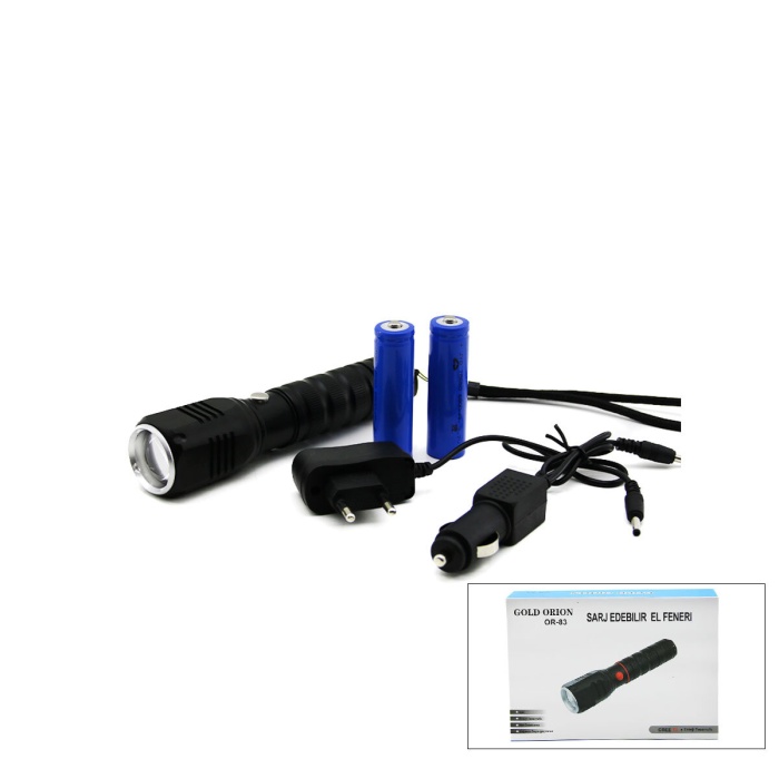 2IN1 ZOOMLU EL FENERİ - COB LED FİŞ - ÇAKMAK ŞARJLI METAL KASA 17CM 3000 LUMEN (5381)