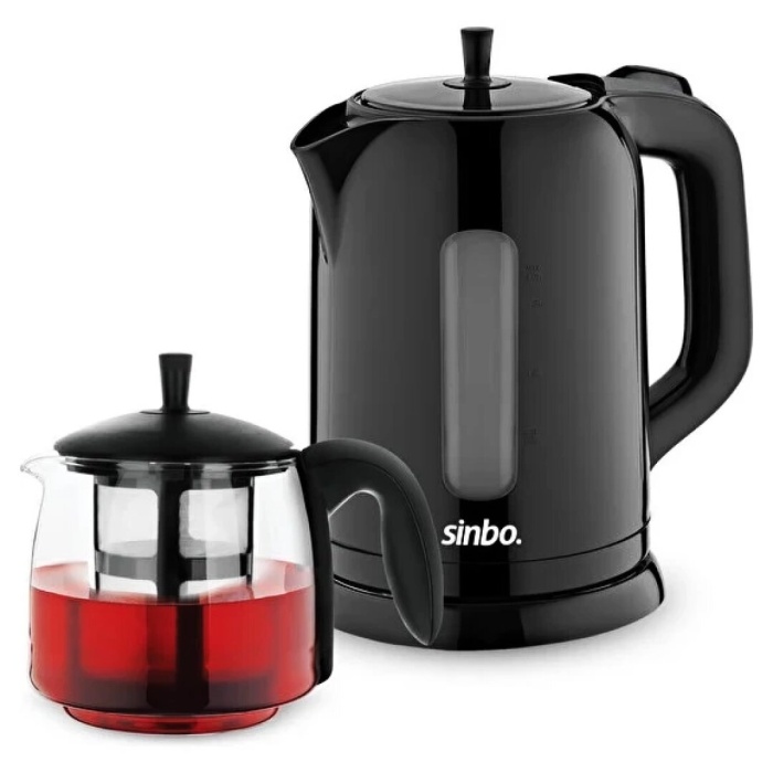 ELEKTRİKLİ CAM DEMLİKLİ PLASTİK ÇAYCI SETİ 1600W 1.7LT - 0.7LT STM-5840 (5381)