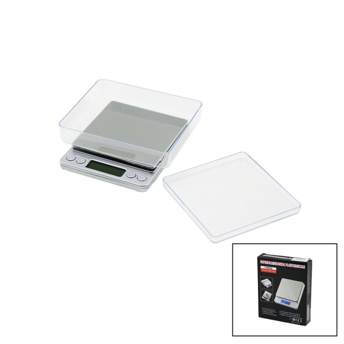 SUPERIOR MINI I-2000 3000GR/0.1GR MİNİ=10.5X13CM HASSAS TARTI - TERAZİ ŞEFFAF PLS.KAPAK  PİLLİ (5381)
