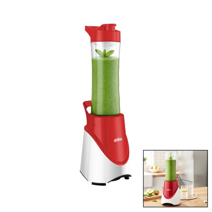 SMOOTHİE BLENDER 570ML ŞİŞE 4 LÜ ÇELİK BIÇAK 300W TURBO MOTOR SHB-7508 (5381)