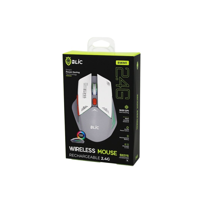 BEYAZ KABLOSUZ MOUSE 2.4G 10M DİSTANCE WİRELESS - KABLOSUZ 1600DPI OYUN FARE BWM-1 (5381)