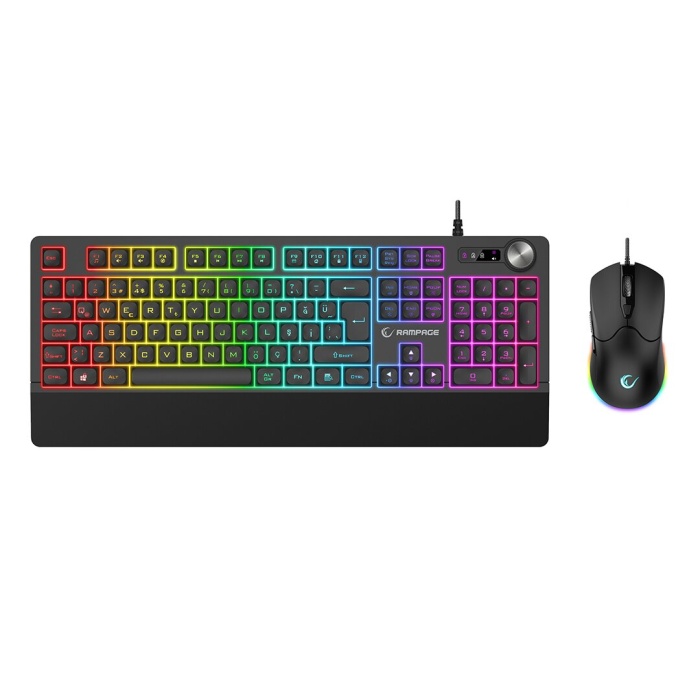 JAZZY V2 OYUNCU KLAVYE - MOUSE SET MEKANİK USB KABLO RGB AYDINLATMA 12800 DPI (5381)
