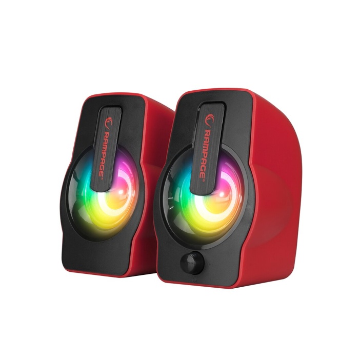 KIRMIZI - RGB IŞIKLI 1+1 HOPARLÖR SPEAKAER SET USB KABLO 2.0 MULTİMEDYA - 6W (5381)