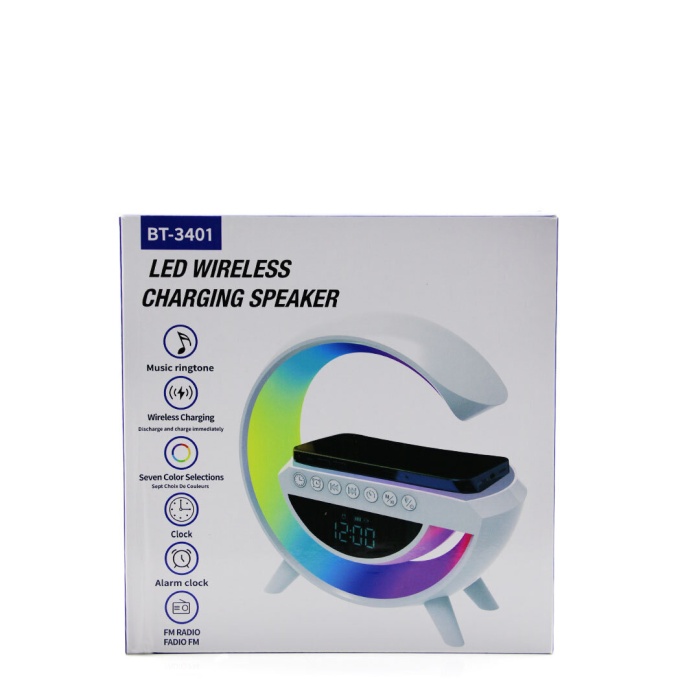 KABLOSUZ ŞARJLI HOPARLÖR SPEAKER G KASA RGB IŞIKLI SAAT FM RADIO ALARM BT USB TF AUX (5381)