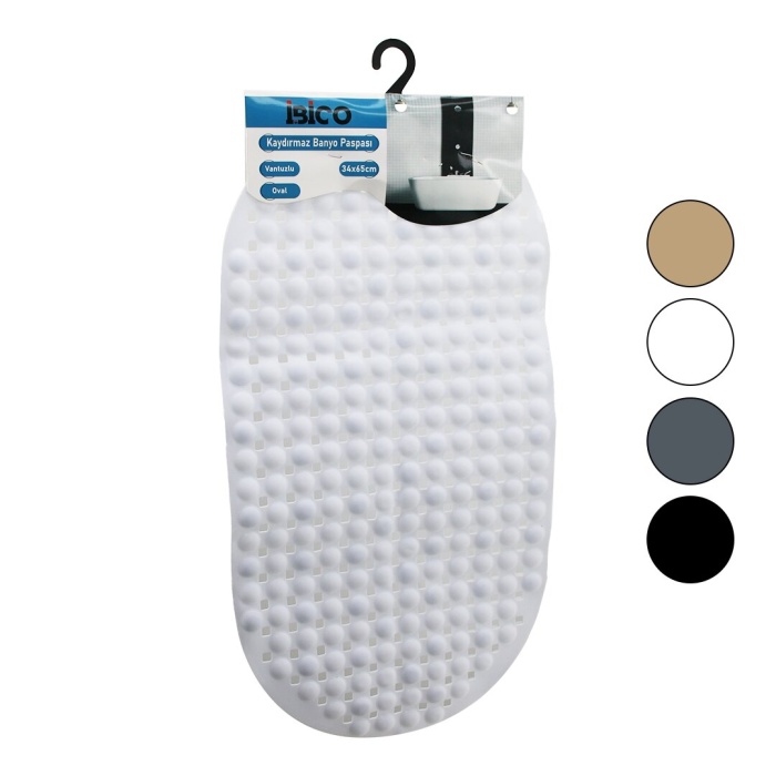 OVAL - PLASTİK KABARTMA TOP DESENLİ - RENKLİ 63PCS VANTUZLU KAYDIRMAZ BANYO - KÜVET PASPASI 34X65CM (5381)