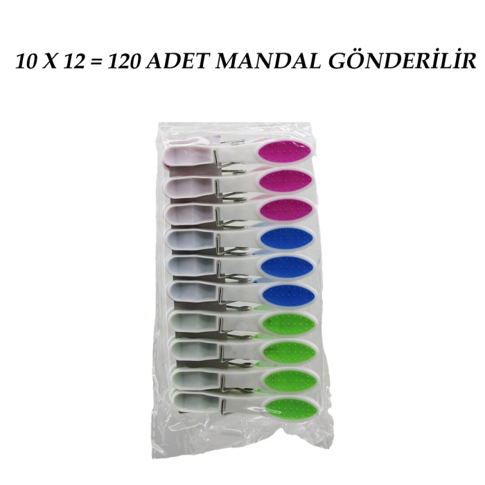 120 ADET RENKLİ SİLİKON AĞIZ - BAS-AÇ BEYAZ PLASTİK MANDAL (5381)