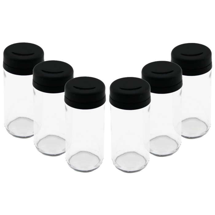 6 PCS CAM - 225ML BAHARATLIK - TUZLUK PLASTİK KAPAK (5381)