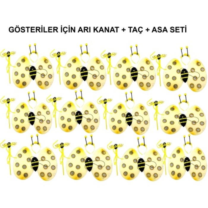 Okul Gösterileri için 12li Arı Kanadı Seti - Etkinlik Kanatları