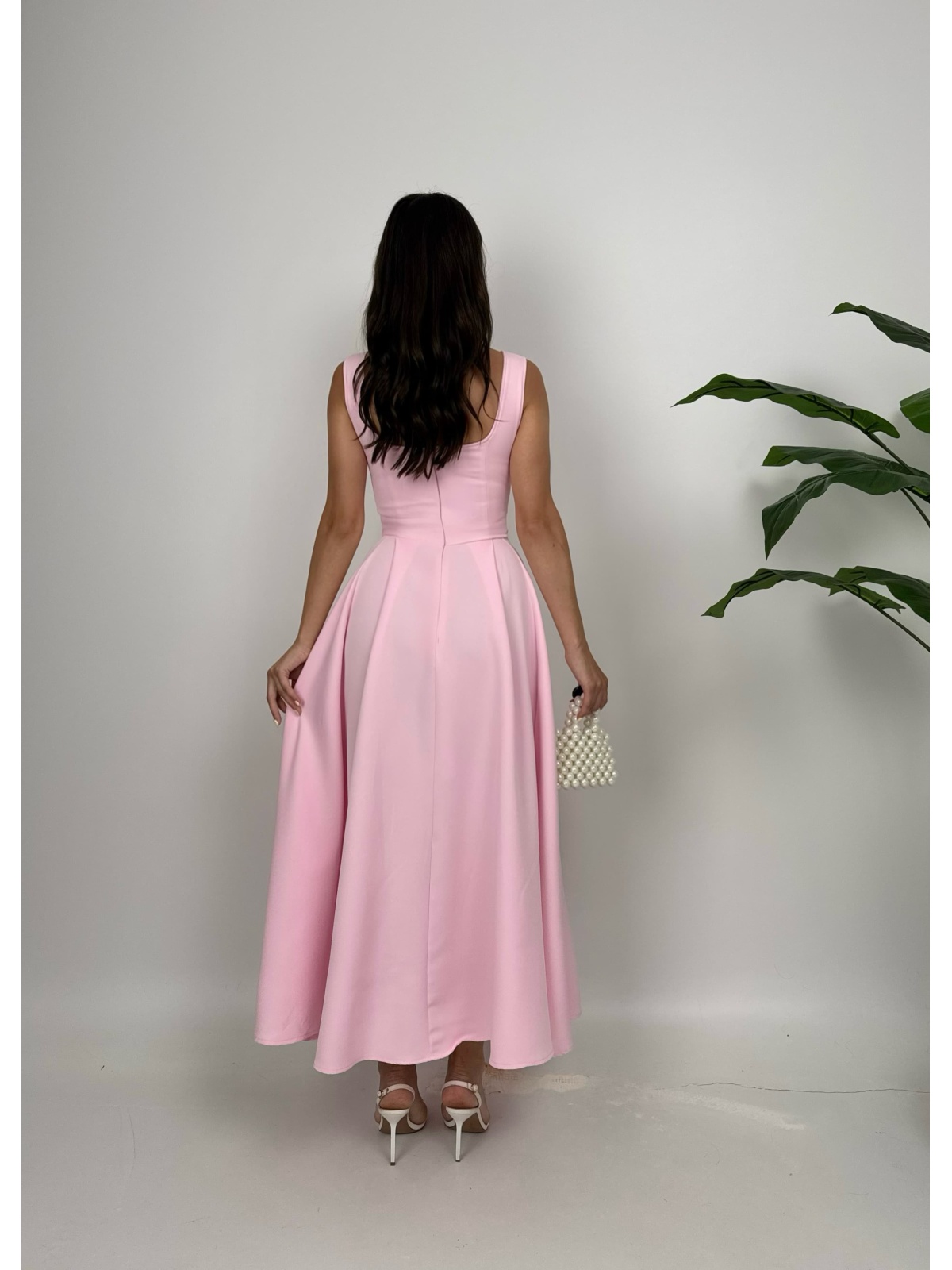 Rosélia Düğmeli Elbise – Pembe