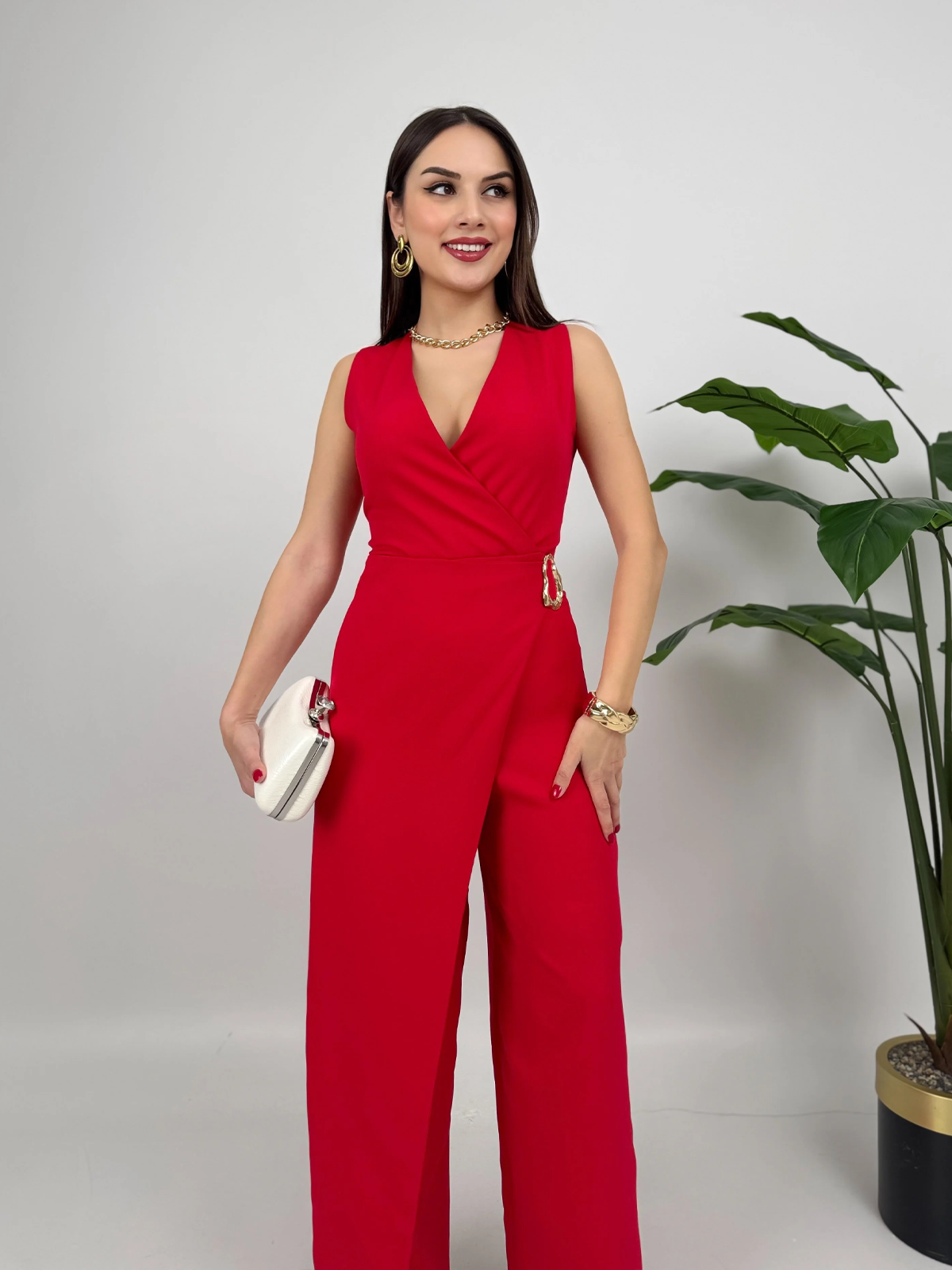 Crimson Icon Belted Tulum - Kırmızı