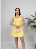 Soléa Fiyonklu Mini Elbise – Sarı