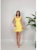 Soléa Fiyonklu Mini Elbise – Sarı