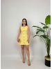 Bella Rose Düğmeli Mini Elbise – Sarı