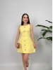 Bella Rose Düğmeli Mini Elbise – Sarı