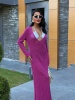 Elara V-Neck Ajurlu Elbise - Mürdüm