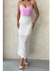 Rosetta Dantel Midi Elbise - Pembe