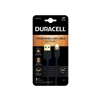 Duracell DURACELL 1M CABLE BLACK USB A-C Şarj Kabloları