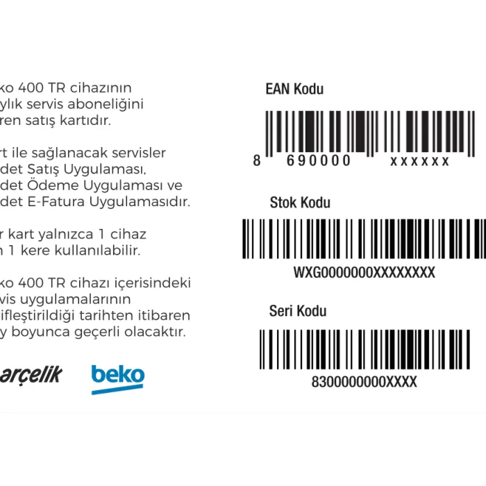 Beko 400 TR 6 Aylık Abonelik Paketi Aksesuarlar