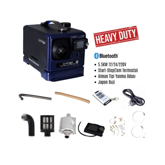 U-Frigo 5.5 Kw Çanta Tipi Webasto Dizel Isıtıcı Start-stop Bluetooth Heavy Duty Serisi