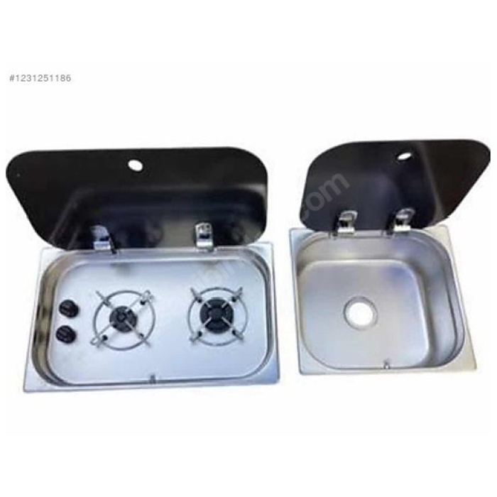 Univercal Cam Kapaklı 2li Ocak Evye Seti