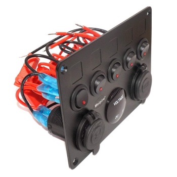 Switch Panel, 5 Anahtarlı, Voltmetre ve USB Şarjlı Sigorta Paneli