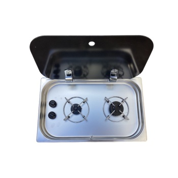 2 Gözlü Cam Kapaklı Ocak Krom 53 X 32.5 Cm