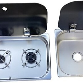 İki Gözlü Cam Kapaklı Ocak Evye Seti