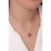 925 Ayar Gümüş Rose Kaplama Mor Renkli Lotus Çiçeği Kolye