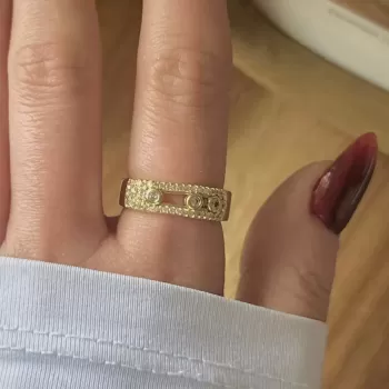 GOLD TRIPLE CRYSTAL OPEN YÜZÜK