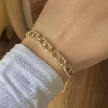 GOLD CRYSTAL LİNK VIP BİLEKLİK