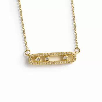 GOLD CRYSTAL BAR KOLYE